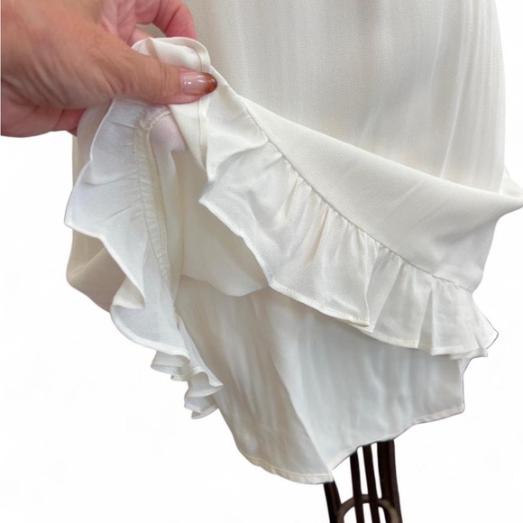 REFORMATION Christine Dress Womens 10 Ivory Sleeveless Mini Tie Straps Ruffle - Picture 7 of 10
